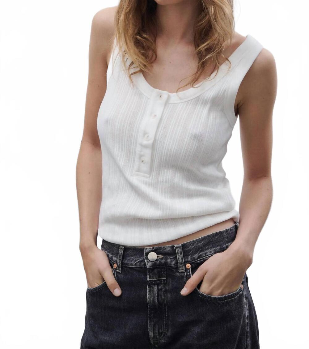 NEW CLOSED ribbed cotton tank top in ivory